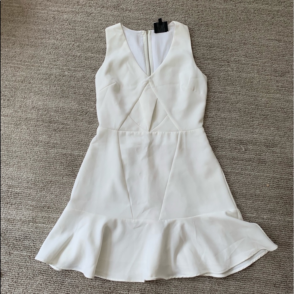 Aryn K White Sleeveless Ruffle Hem Dress